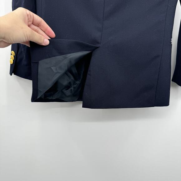 Lands’ End Boy’s Sz 8 Navy Blue Blazer Brass Buttons Wool Blend Lined 2-Button - Picture 5 of 12